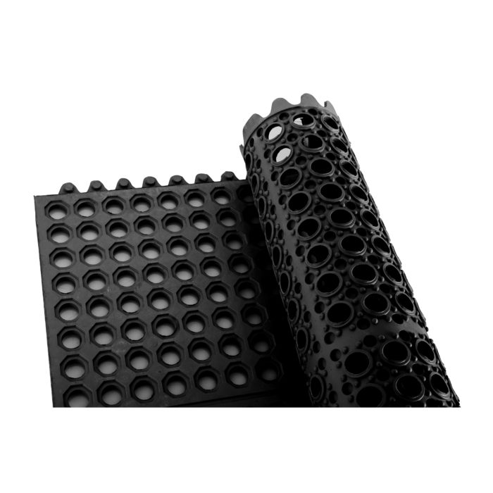 3' x 3' Black Rubber Floor Mat, Winco RBMI-33K