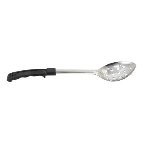 11" Perforated Stainless Steel Basting Spoon w/Black Plastic Handle, Winco BHPP-11