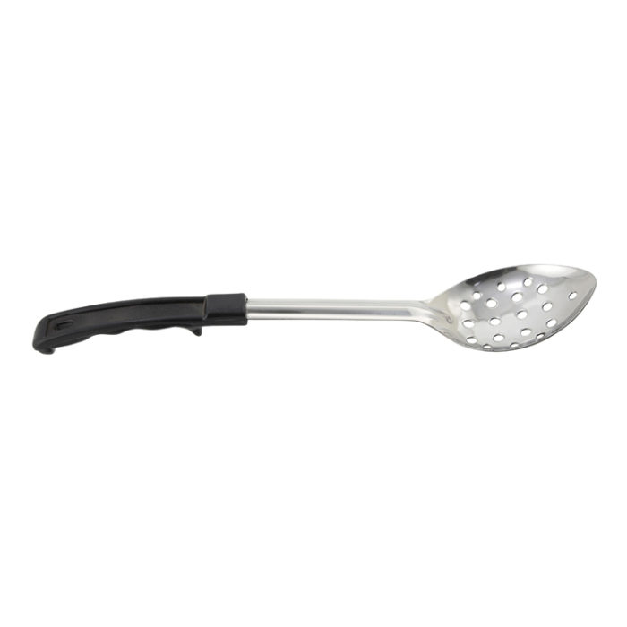 15" Perforated Stainless Steel Basting Spoon w/Black Plastic Handle, Winco BHPP-15